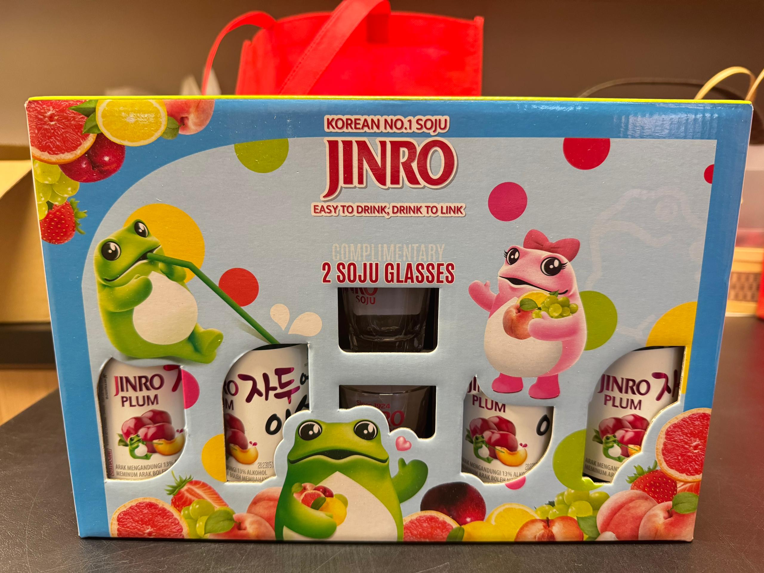 Jinro Plum Gift Pack 2026 (4 Bottles, 2 Free Shot Glasses)