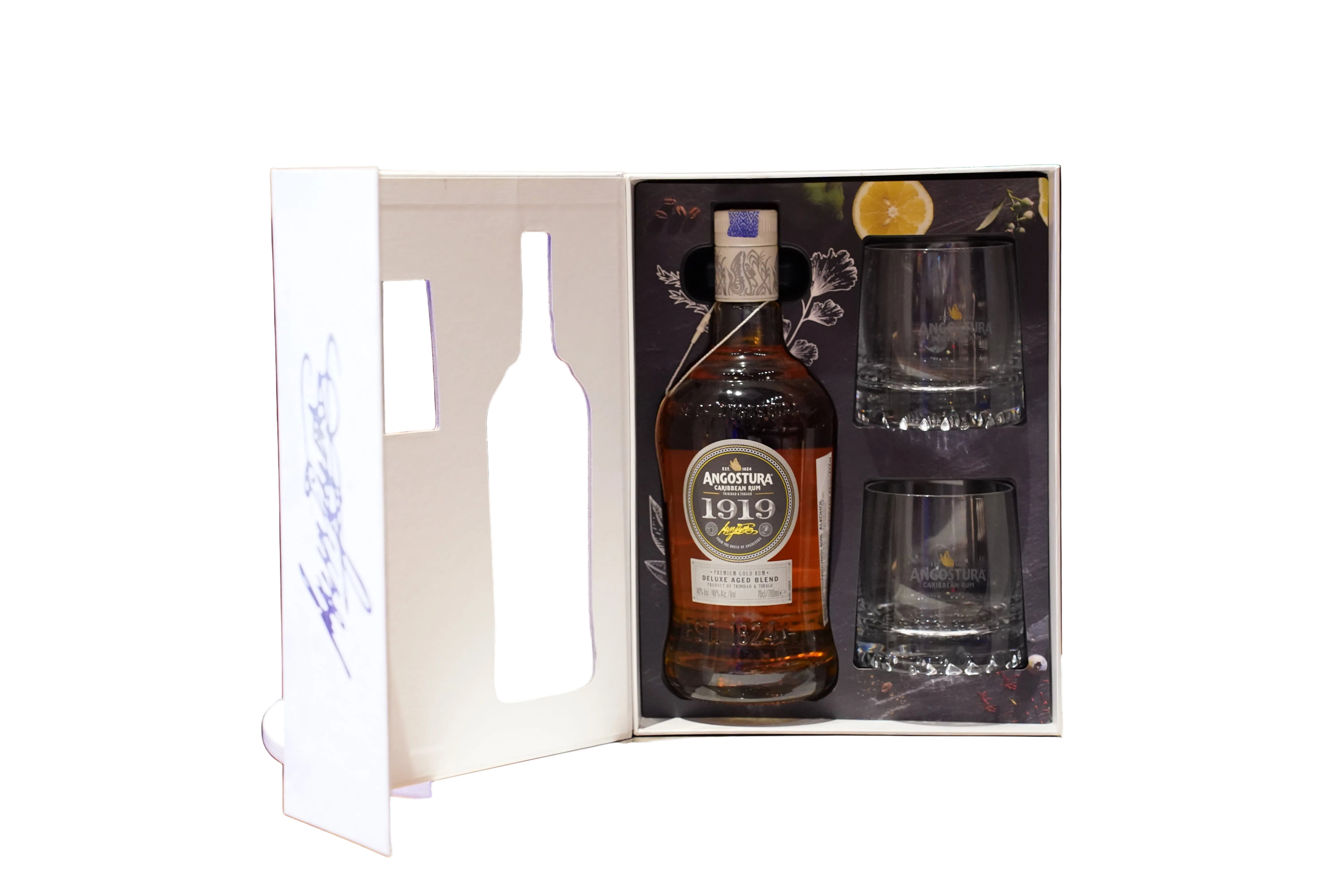 Angostura 1919 8 Year Old Gift Set with 2 Free Rock Glasses