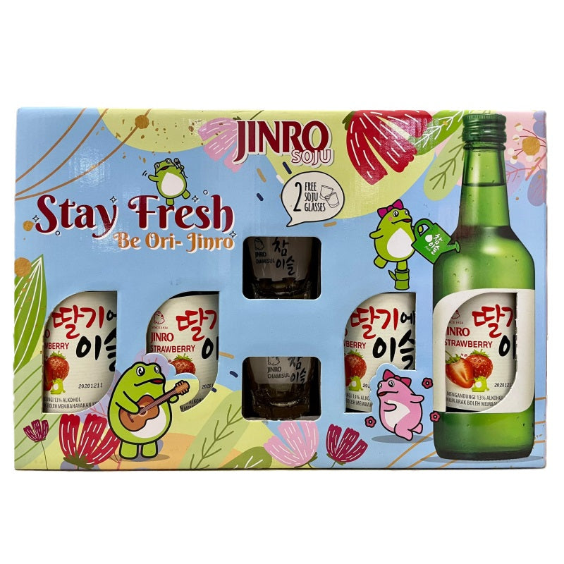 JINRO Strawberry Soju Giftpack (FOC Glass)